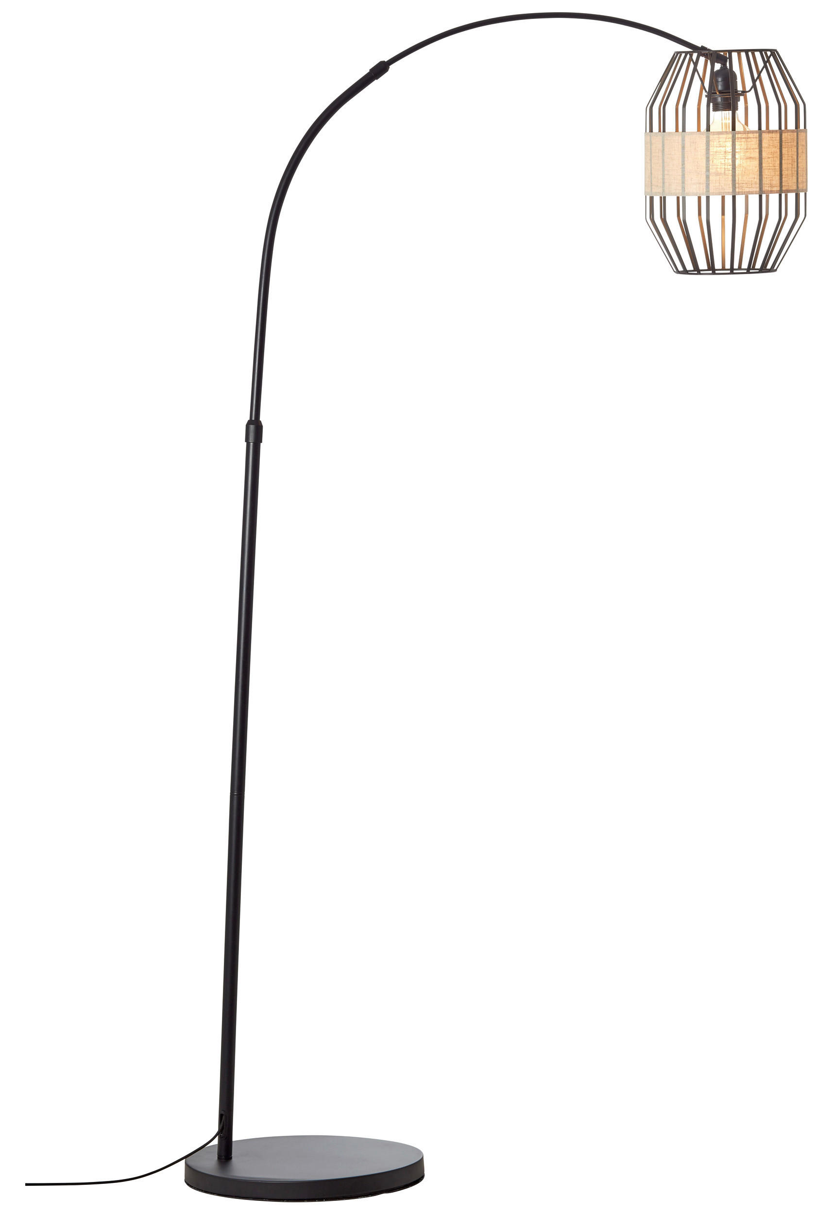 Brilliant Stehleuchte Slope 93149/76 schwarz natur Metall Textil B/H/T: ca. 36x171x110 cm E27 1 Brennstellen Stehleuchte Slope 93149/76 - natur/schwarz (36,00/171,00/110,00cm) - Brilliant