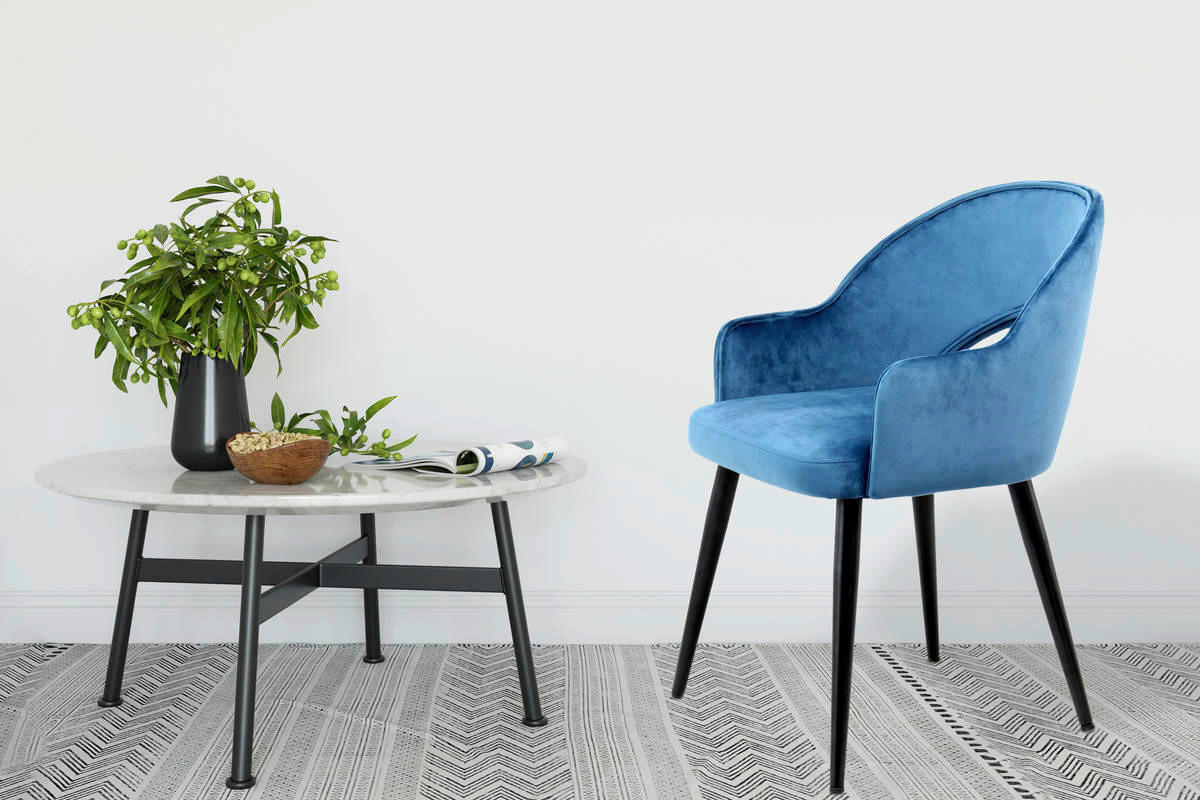 Stuhl Joris 100 2er blau Microfaser B/H/T: ca. 55x77x58 cm Joris 100 2er - blau/schwarz (55,00/77,00/58,00cm) - 360 Living