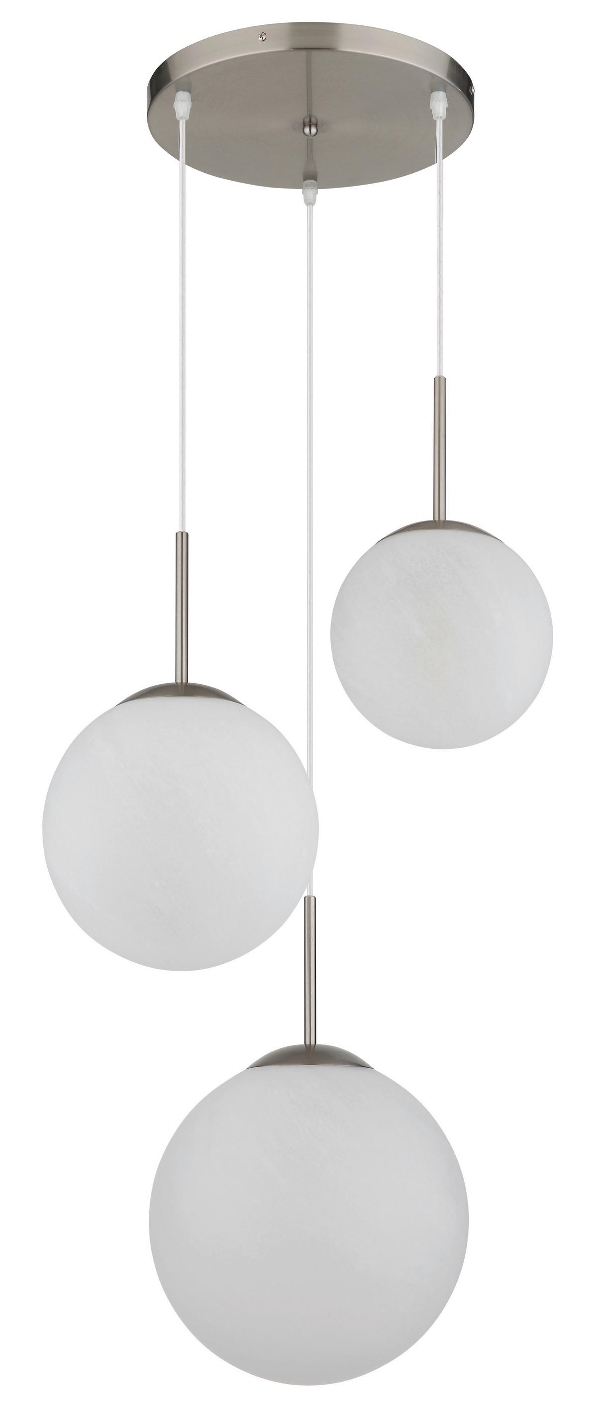 GLOBO Pendelleuchte KOP 30529301 nickel Opal klar Metall Glas H/D: ca. 120x50 cm E27 3 Brennstellen KOP - klar/nickel (50,00/120,00cm) - GLOBO