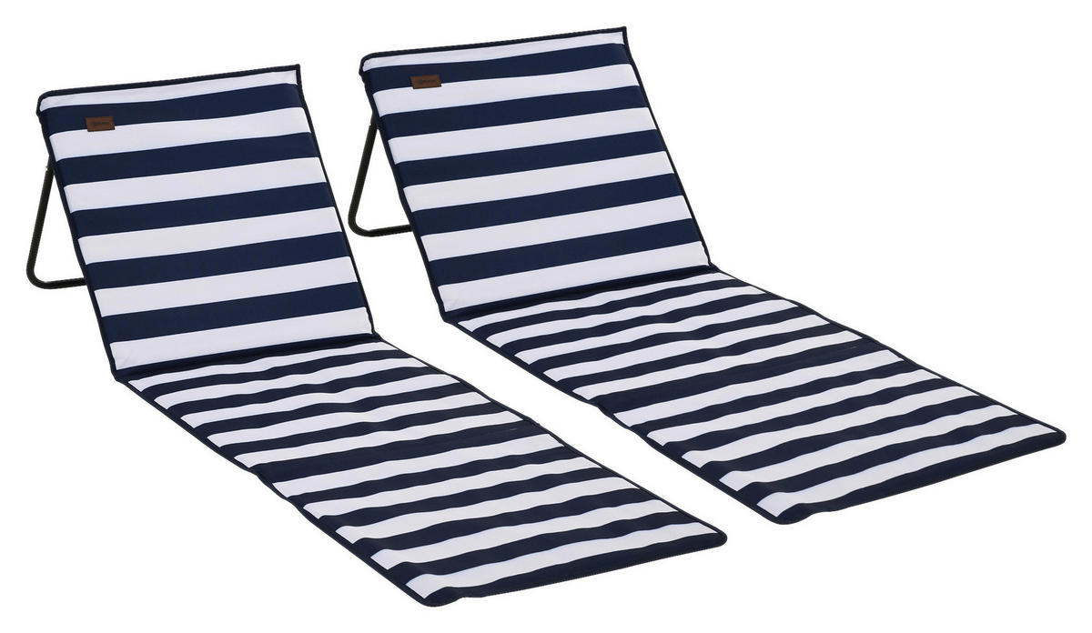 Outsunny Strandliegen blau Polyester B/H/L: ca. 51x40x142 cm Strandliegen - blau/weiß (142,00/51,00/40,00cm) - Outsunny