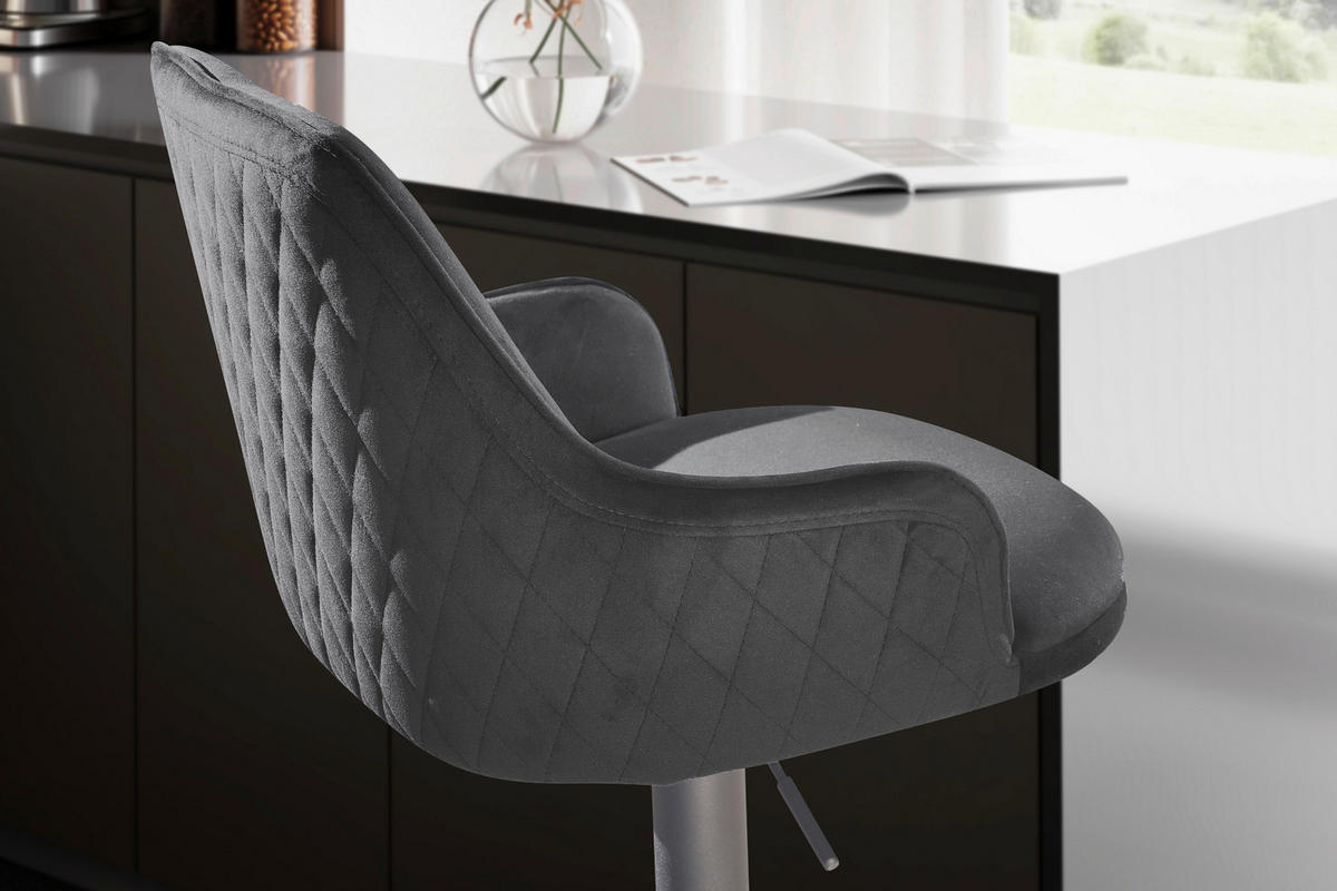 Barhocker schwarz schwarz Samt Eisen B/H/T: ca. 45x106x45 cm Barhocker - schwarz (45,00/106,00/45,00cm) - Wohnling