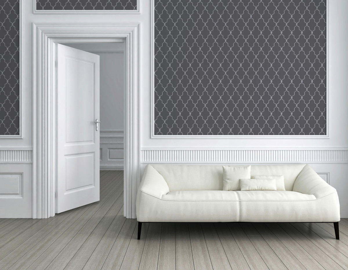 A.S.Creation Vliestapete Black & White Barock grau B/L: ca. 53x1005 cm Black & White - grau (53,00/1005,00cm) - A.S.Creation