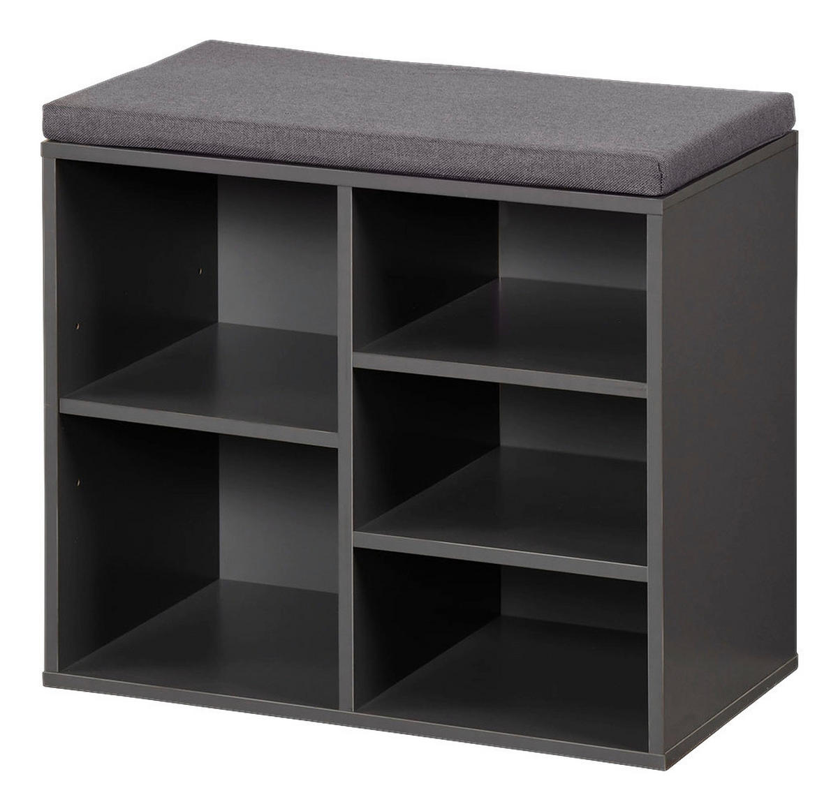 Kesper Schuhregal grau Spanplatte B/H/L: ca. 29,5x48x51,5 cm Schuhregal_mit_Sitzkissen - grau (51,50/29,50/48,00cm) - Kesper