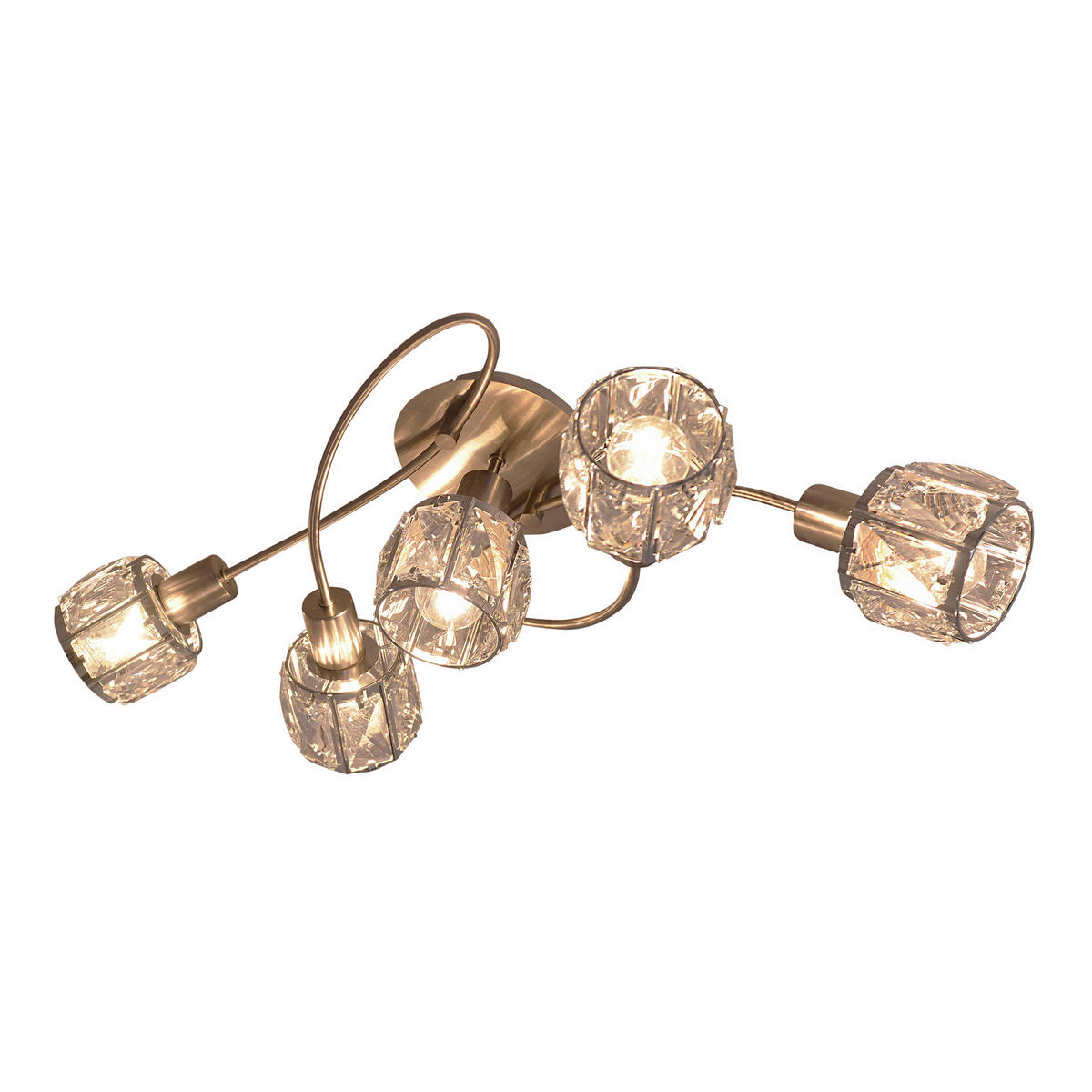 Näve Leuchten Deckenleuchte 1281050 stahlfarbig Glas Metall B/H/T: ca. 36x21x61 cm E14 5 Brennstellen Josefa - stahlfarbig (36,00/21,00/61,00cm) - Näve Leuchten