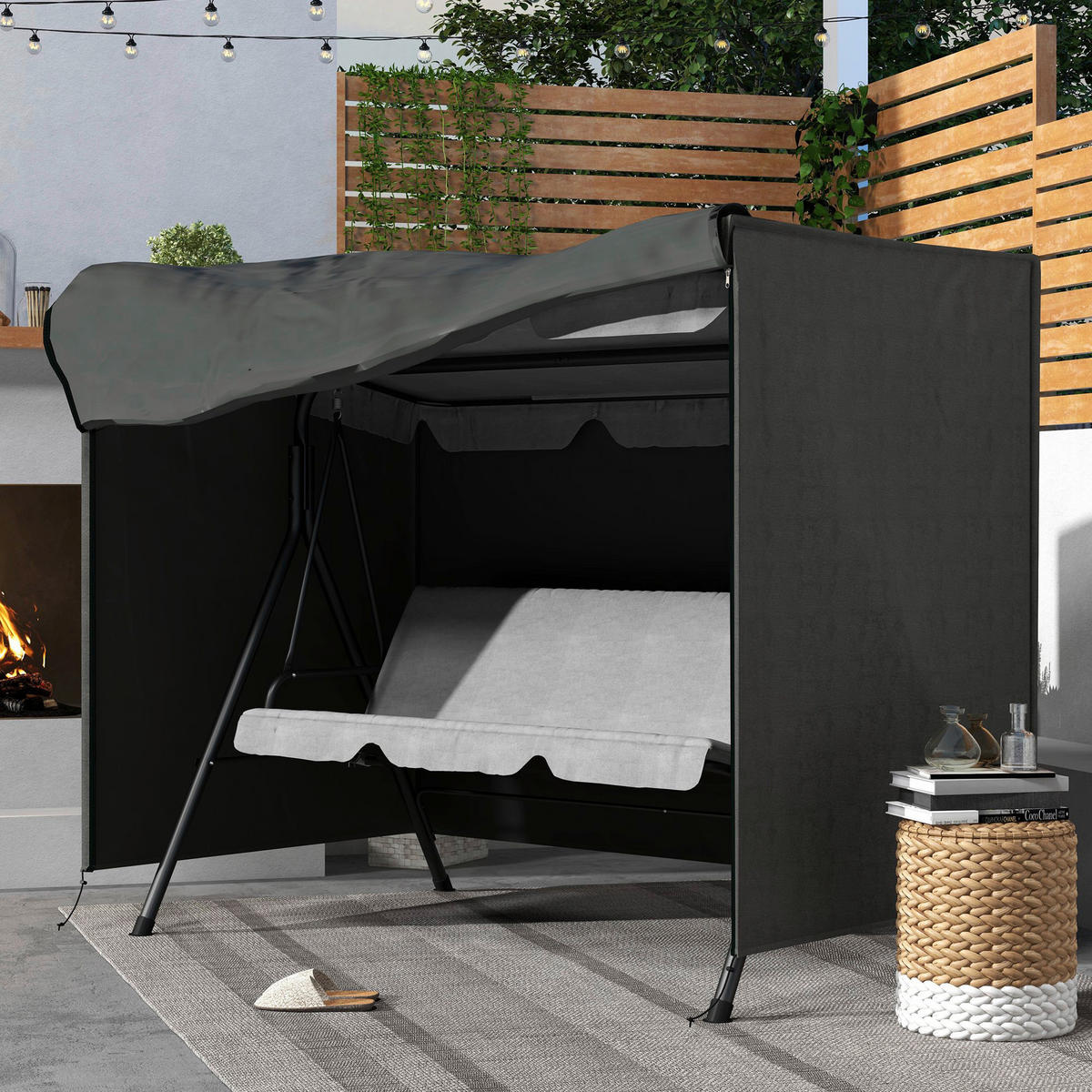 Outsunny Abdeckplane dunkelgrau Polyester B/H/L: ca. 124x164x205 cm Abdeckung für Schaukel - dunkelgrau (205,00/124,00/164,00cm) - Outsunny