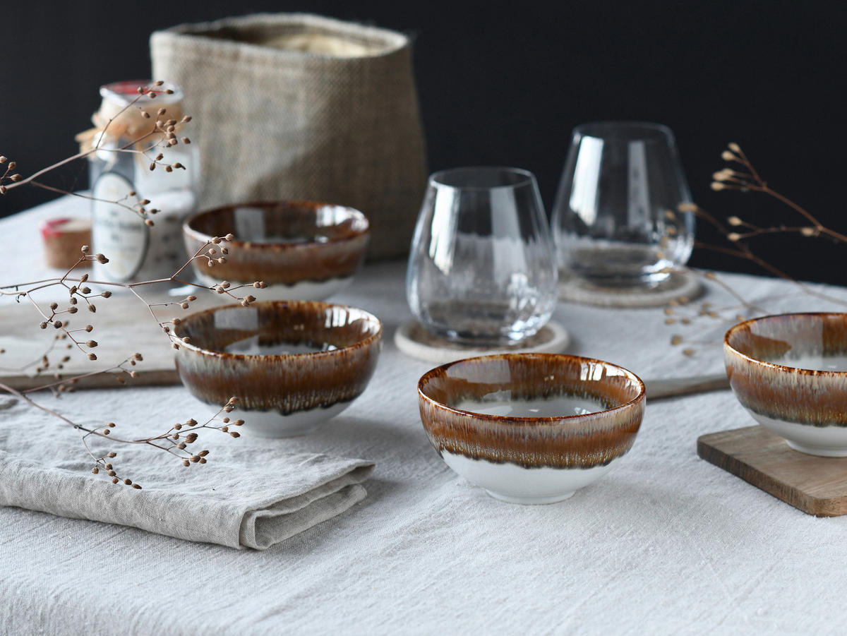 CreaTable Dipschalen-Set Cascade braun Steinzeug Cascade - braun - CreaTable