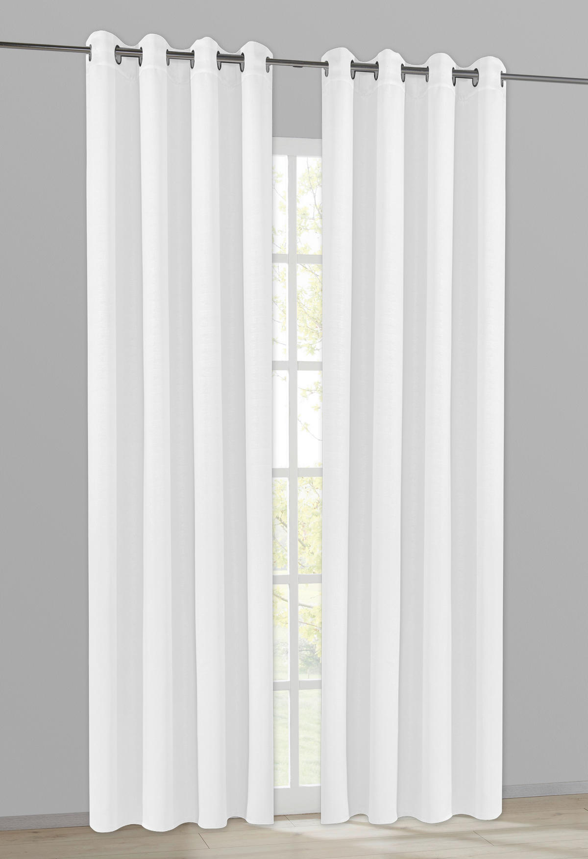 Ösenvorhang Freiburg weiß B/L: ca. 140x235 cm Freiburg - weiß (140,00/235,00cm) - Happy Home