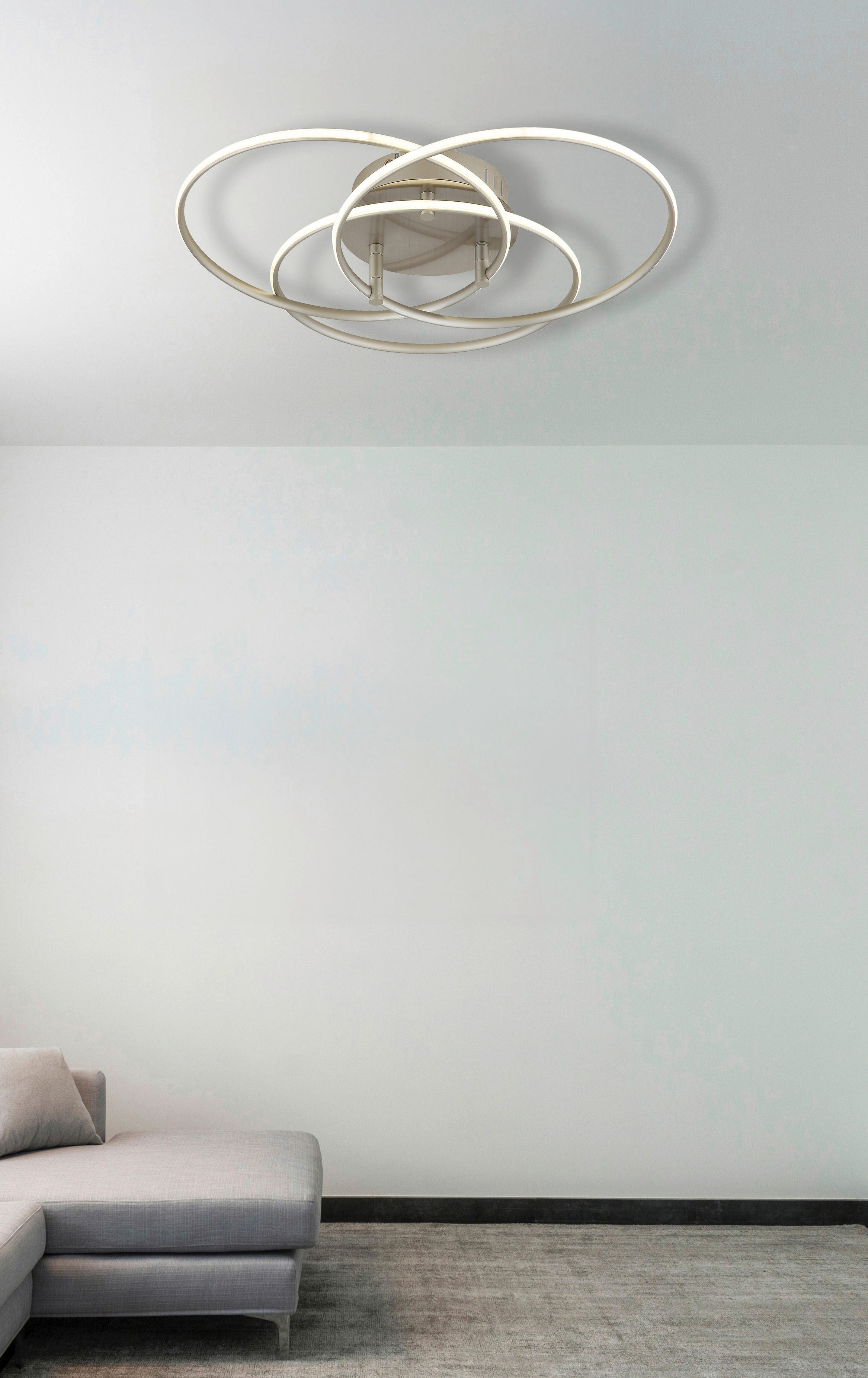 GLOBO Deckenleuchte nickel matt Opal Metall Aluminium H/D: ca. 9,4x45,6 cm 1 Brennstellen Kombos - nickel matt/Opal (45,60/9,40cm) - GLOBO