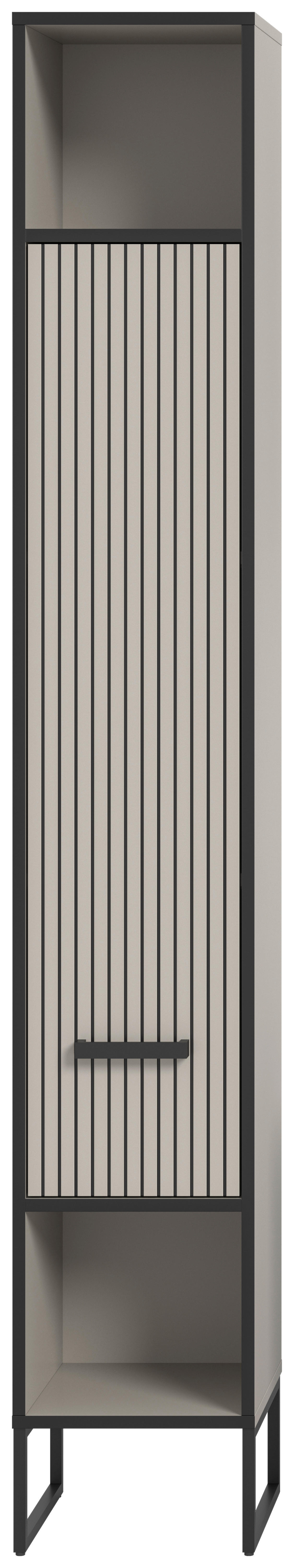 Badhochschrank BAGNO schwarz Kaschmirgrau Nachbildung B/H/T: ca. 30x192x32 cm BAGNO - schwarz (30,00/192,00/32,00cm) - xonox.home