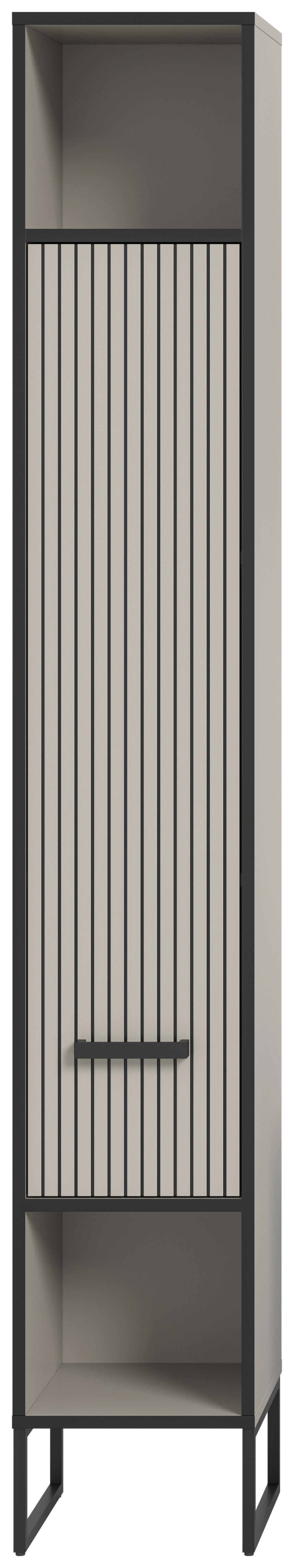 Badhochschrank BAGNO schwarz Kaschmirgrau Nachbildung B/H/T: ca. 30x192x32 cm BAGNO - schwarz (30,00/192,00/32,00cm) - xonox.home