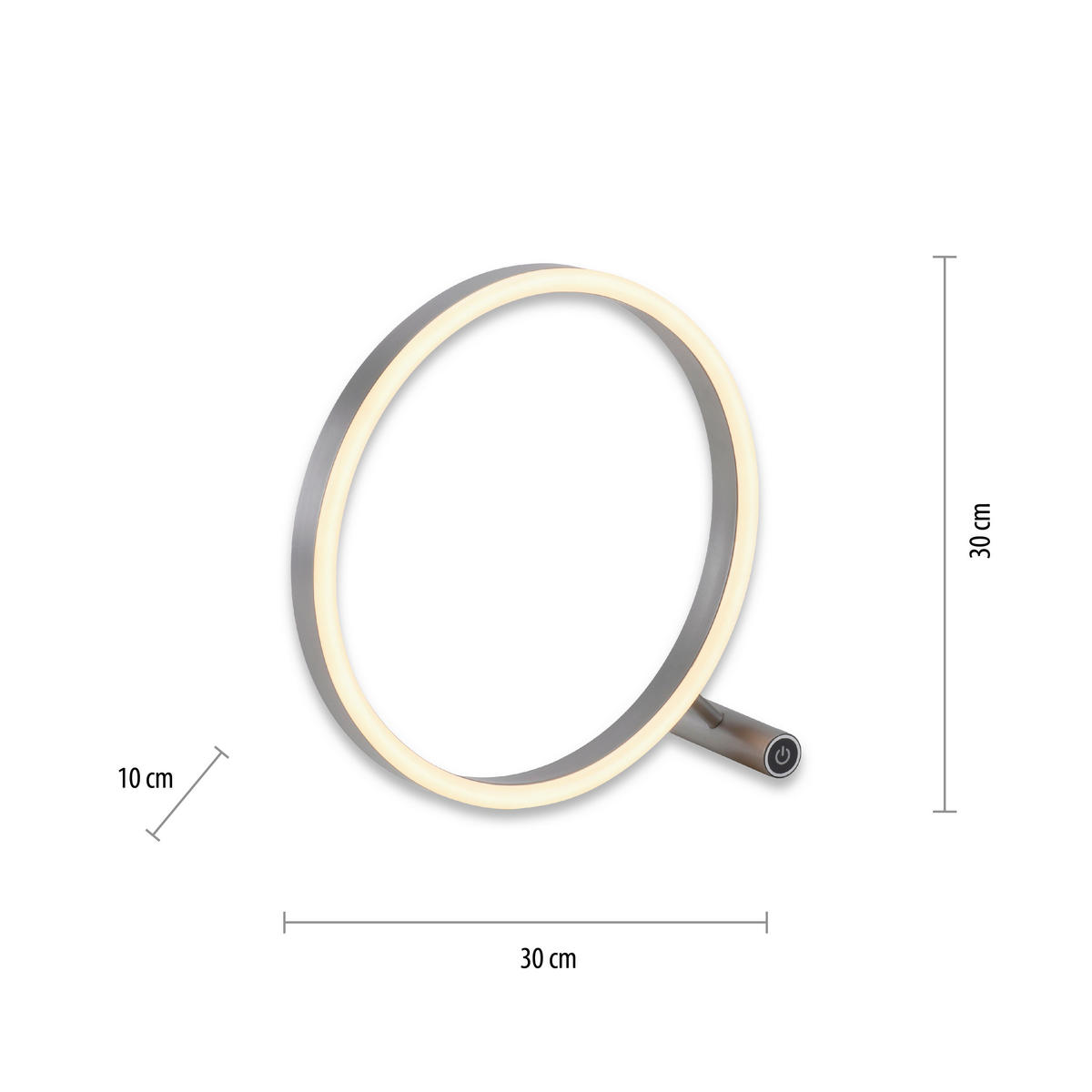 Just Light LED-Touch-Tischleuchte RITUS 15390-95 Alu weiß Metall B/H/T: ca. 30x30x10 cm 1 Brennstellen RITUS - weiß/Alu (30,00/30,00/10,00cm) - Just Light