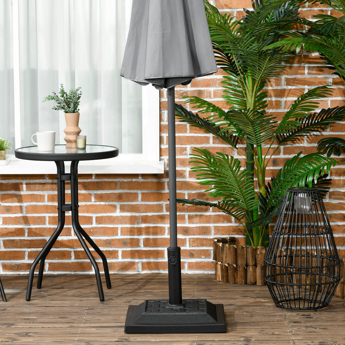 Outsunny Schirmständer schwarz Polypropylen B/H/L: ca. 44x44x33 cm Sonnenschirmständer - schwarz (33,00/44,00/44,00cm) - Outsunny