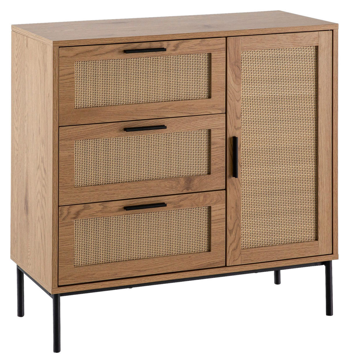Sideboard natur Eiche Optik B/H/T: ca. 80x82x36 cm Sideboard - natur (80,00/82,00/36,00cm) - Wohnling