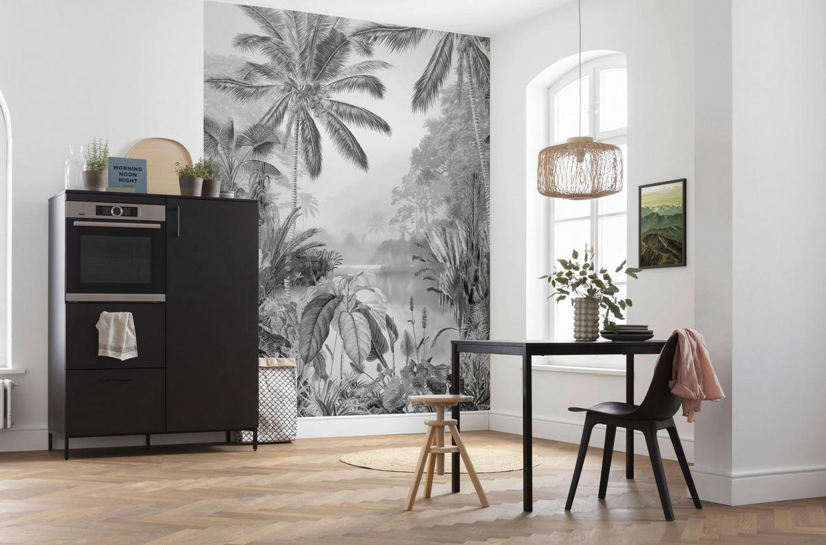 Komar Fototapete Lac Tropical Black & White B/L: ca. 200x270 cm Lac Tropical Black & White - (200,00/270,00cm) - Komar