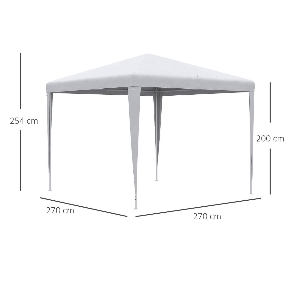 Outsunny Pavillon weiß Kunststoff B/H/L: ca. 270x270x254 cm Pavillon - weiß (254,00/270,00/270,00cm) - Outsunny