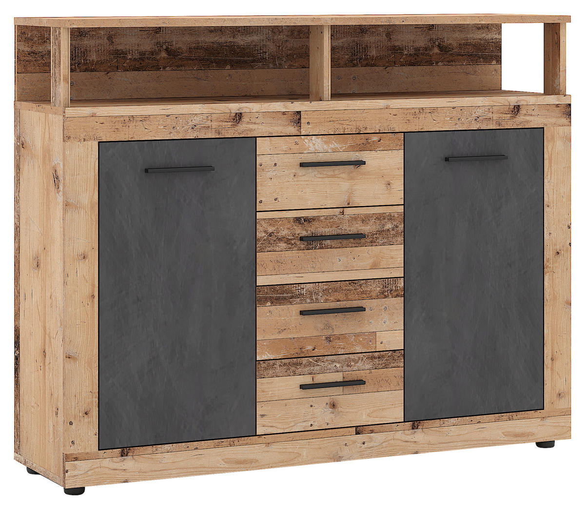 Kommode LUNA MIDI Eiche Old Wood hell Nachbildung Eiche Matera Nachbildung B/H/T: ca. 119,5x96,8x32 cm LUNA MIDI - Eiche (119,50/96,80/32,00cm) - WIPMEB