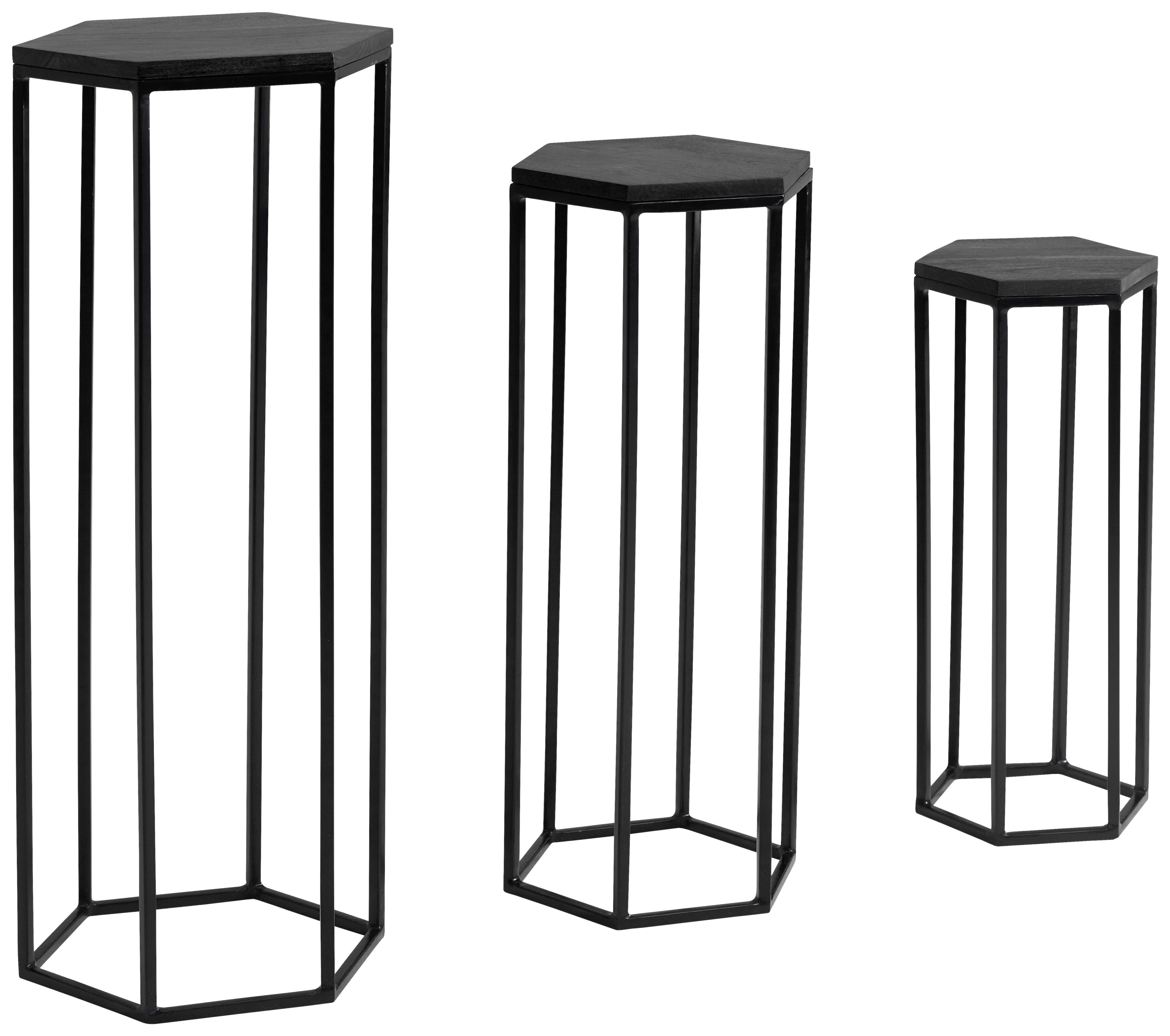 Beistelltisch 3er.-Set. schwarz B/H/T: ca. 35x90x35 cm 3er.-Set. - schwarz (35,00/90,00/35,00cm) - Wohnling