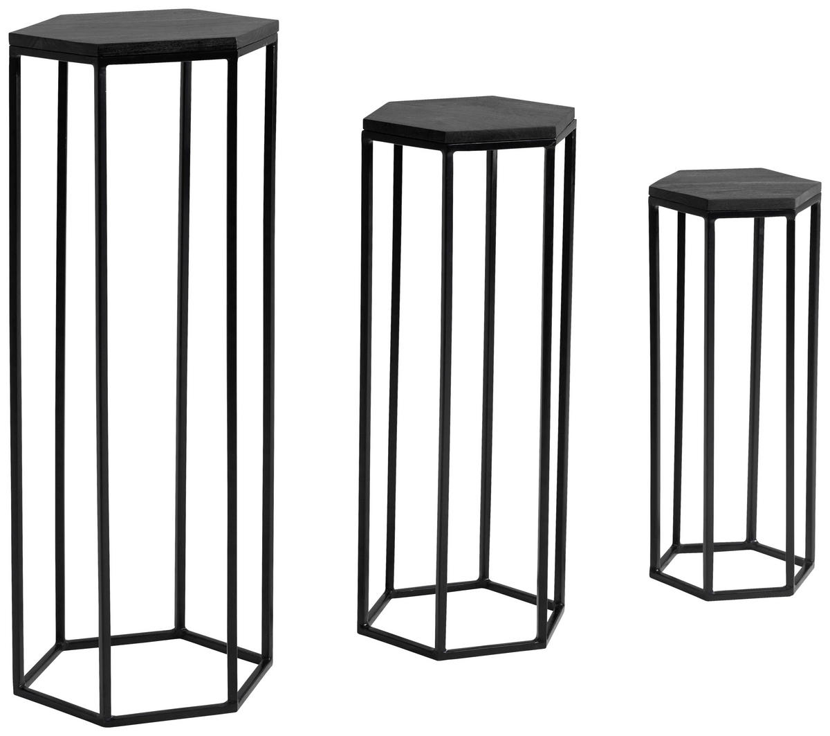 Beistelltisch 3er.-Set. schwarz B/H/T: ca. 35x90x35 cm 3er.-Set. - schwarz (35,00/90,00/35,00cm) - Wohnling