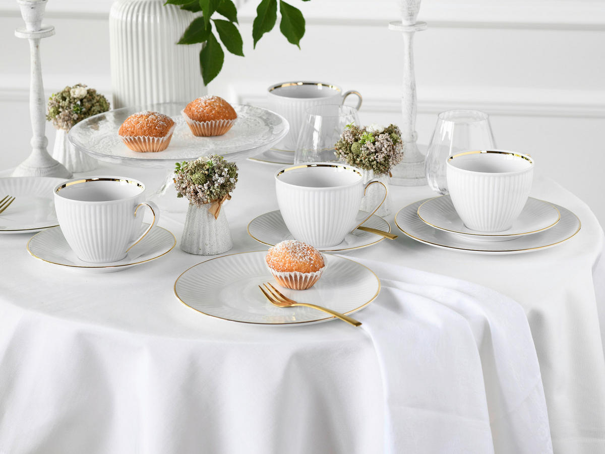 CreaTable Kombiservice Valencia gold Porzellan 30 tlg. Valencia - gold/weiß - CreaTable