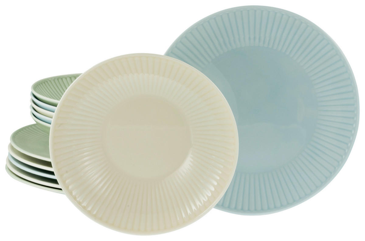 CreaTable Tafelservice Valencia bunt Porzellan 12 tlg. Valencia - bunt - CreaTable