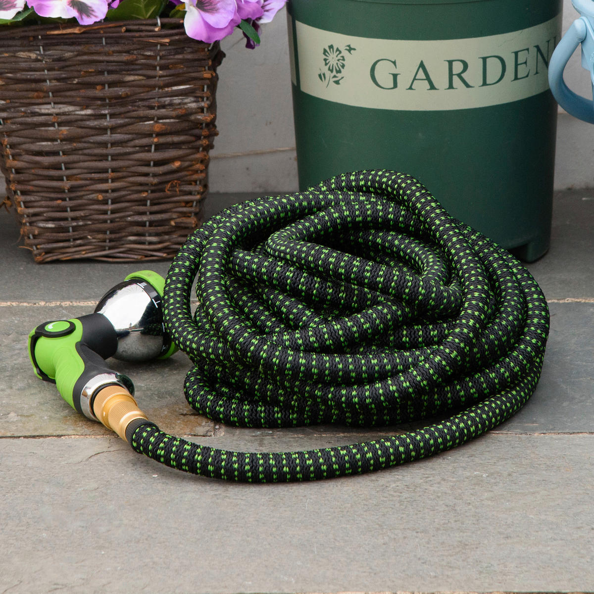 Outsunny Gartenschlauch schwarz B/H/L: ca. 2x300x2 cm Gartenschlauch - schwarz/grün (2,00/2,00/300,00cm) - Outsunny