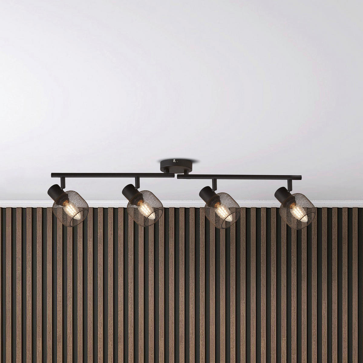 Searchlight Strahler schwarz Stahl B/H/L: ca. 9x19x79 cm E14 4 Brennstellen Meshy - schwarz (79,00/9,00/19,00cm) - Searchlight