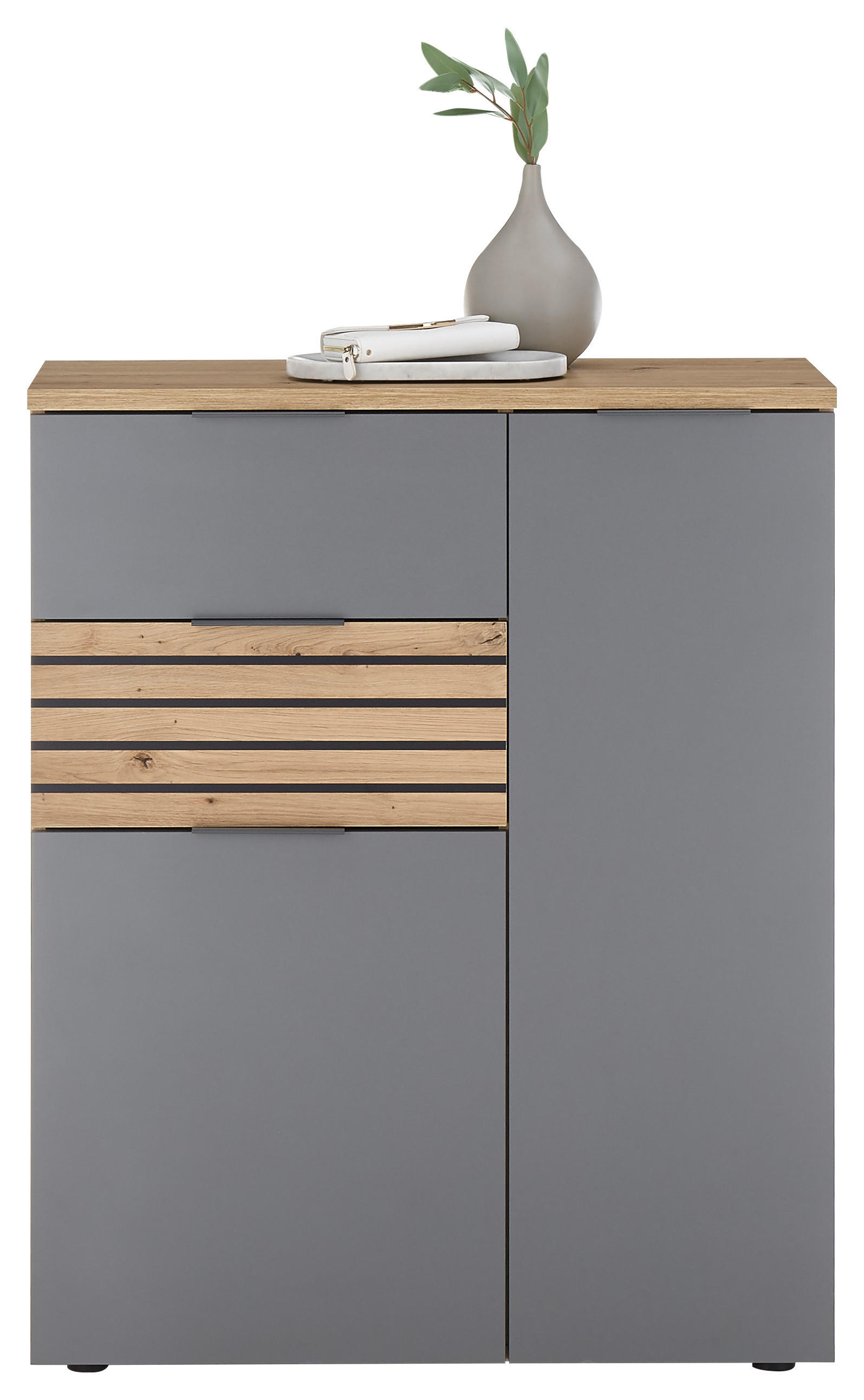 Schuhkommode Milan Eiche Artisan Nachbildung grau B/H/T: ca. 85x15x38 cm Milan - Eiche/grau (85,00/15,00/38,00cm)
