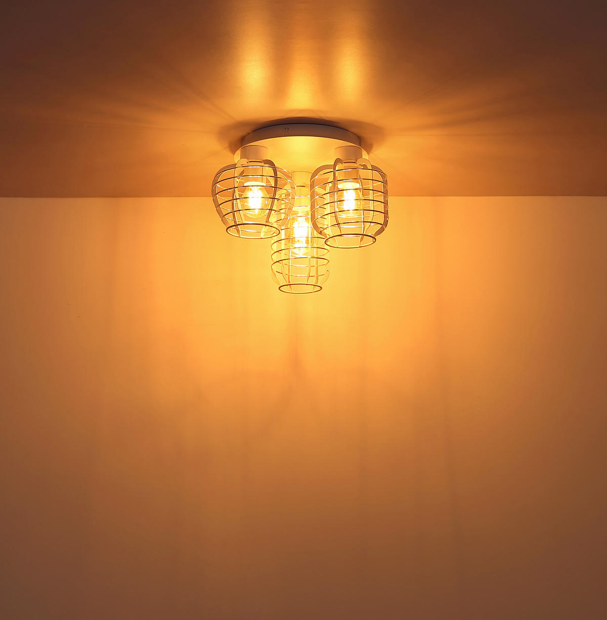 GLOBO Deckenleuchte Chrom weiß Aluminium Metall B/H/L: ca. 38x42x38 cm 3 Brennstellen Deckenleuchte-Nesa - weiß/Chrom (38,00/38,00/42,00cm) - GLOBO