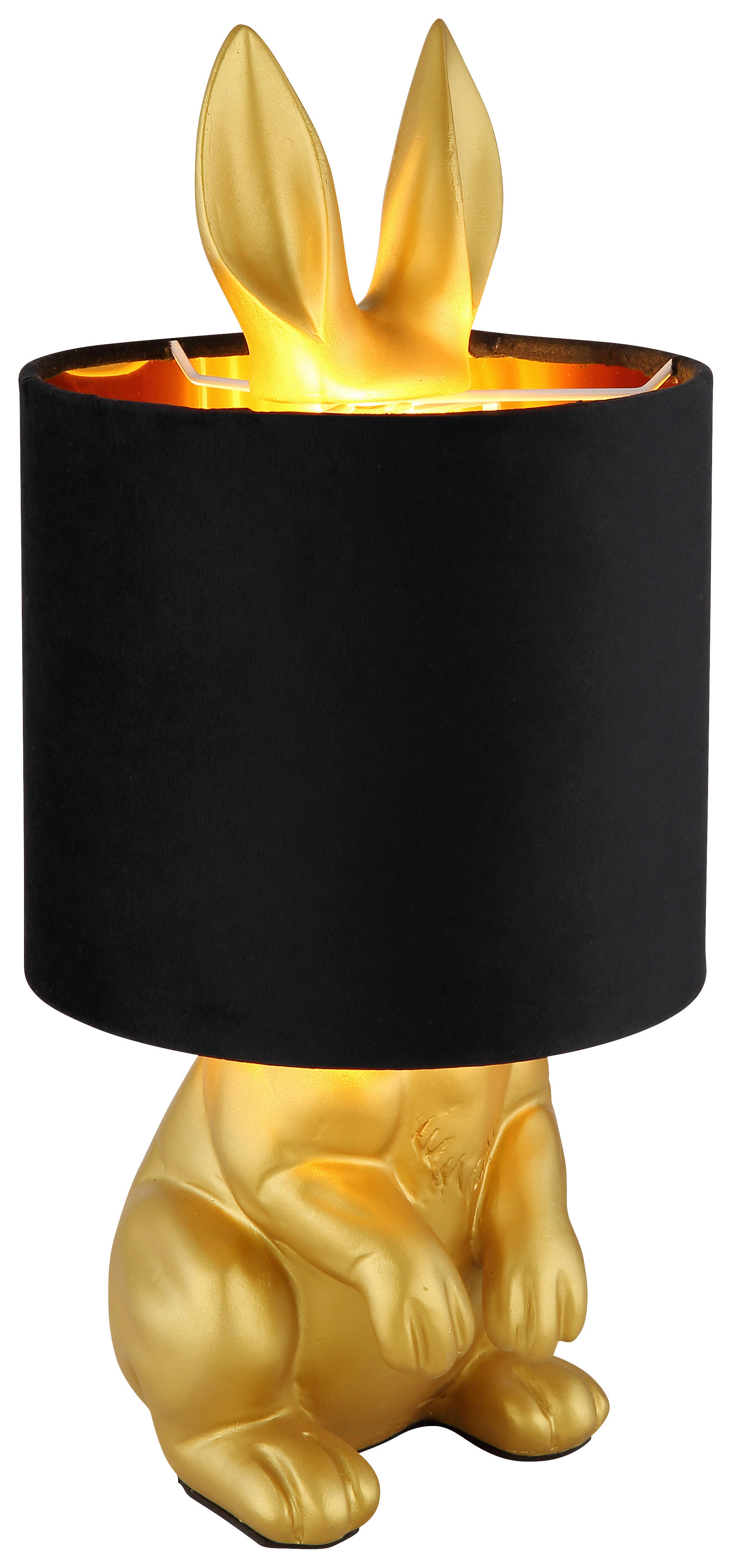 GLOBO Tischleuchte schwarz gold Samt Kunststoff H/D: ca. 41x18 cm E27 1 Brennstellen RABBIT - gold/schwarz (18,00/41,00cm) - GLOBO