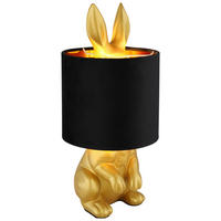 GLOBO Tischleuchte schwarz gold Samt Kunststoff H/D: ca. 41x18 cm E27 1 Brennstellen RABBIT - gold/schwarz (18,00/41,00cm) - GLOBO