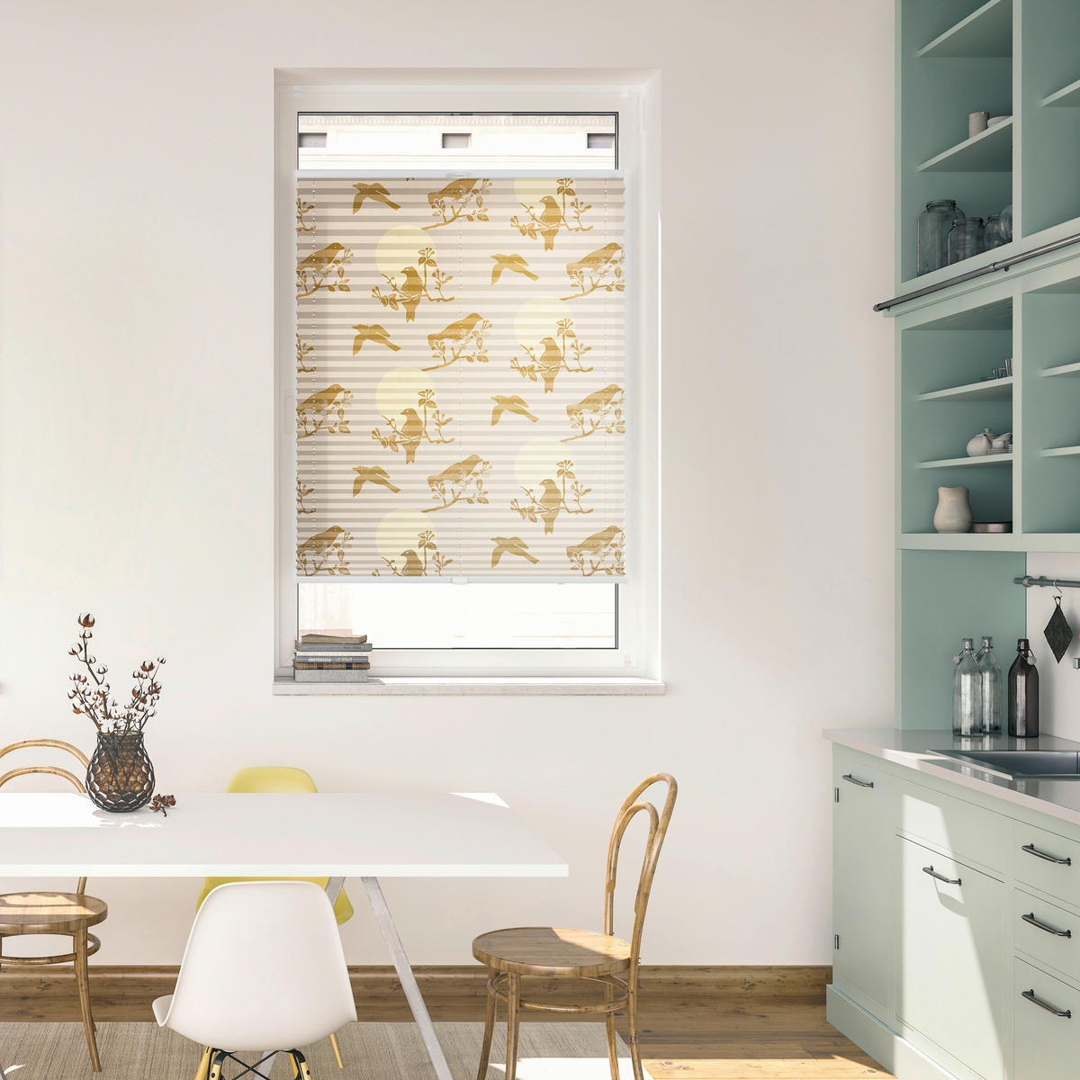 Spannplissee Moon Birds beige B/L: ca. 70x130 cm Moon Birds - beige (70,00/130,00cm) - LICHTBLICK