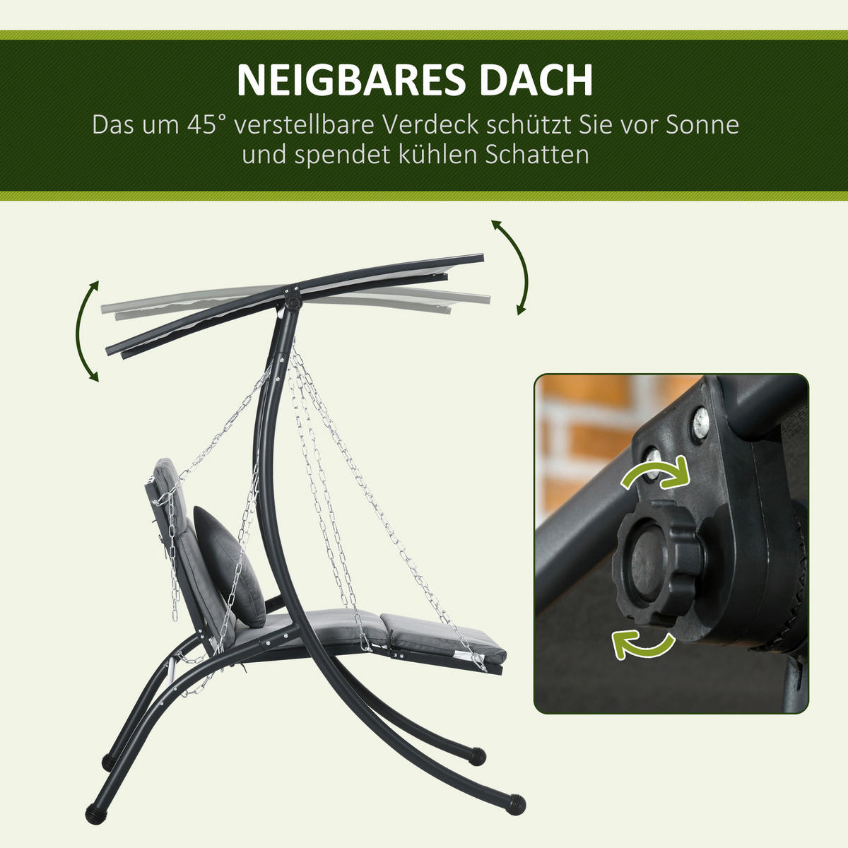 Outsunny Hollywoodschaukel dunkelgrau Stoff B/H/L: ca. 145x169x108 cm Hollywoodschaukel - dunkelgrau (108,00/145,00/169,00cm) - Outsunny