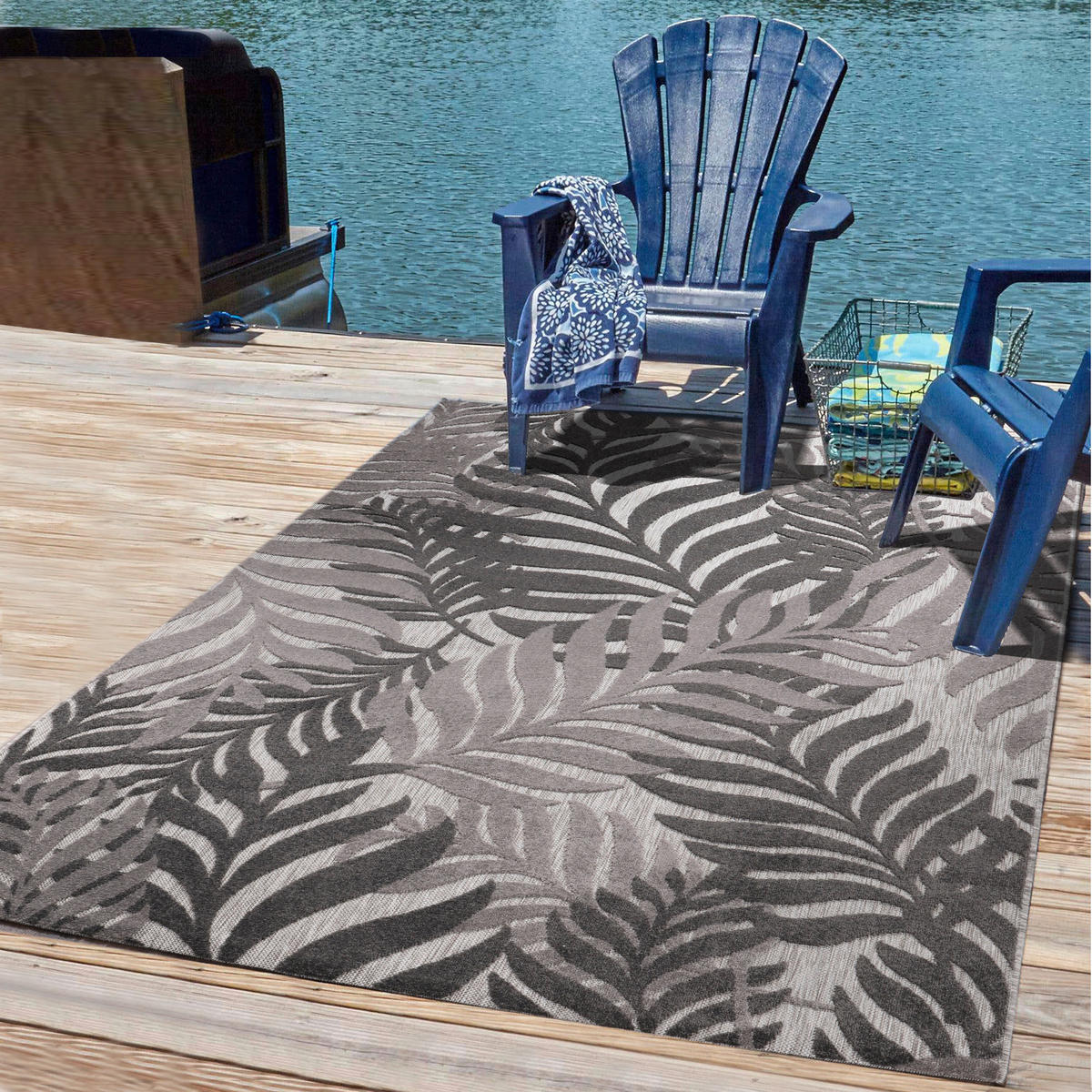 Sanat Outdoorteppich FLORAL grau B/L: ca. 200x290 cm FLORAL - grau (200,00/290,00cm) - Sanat