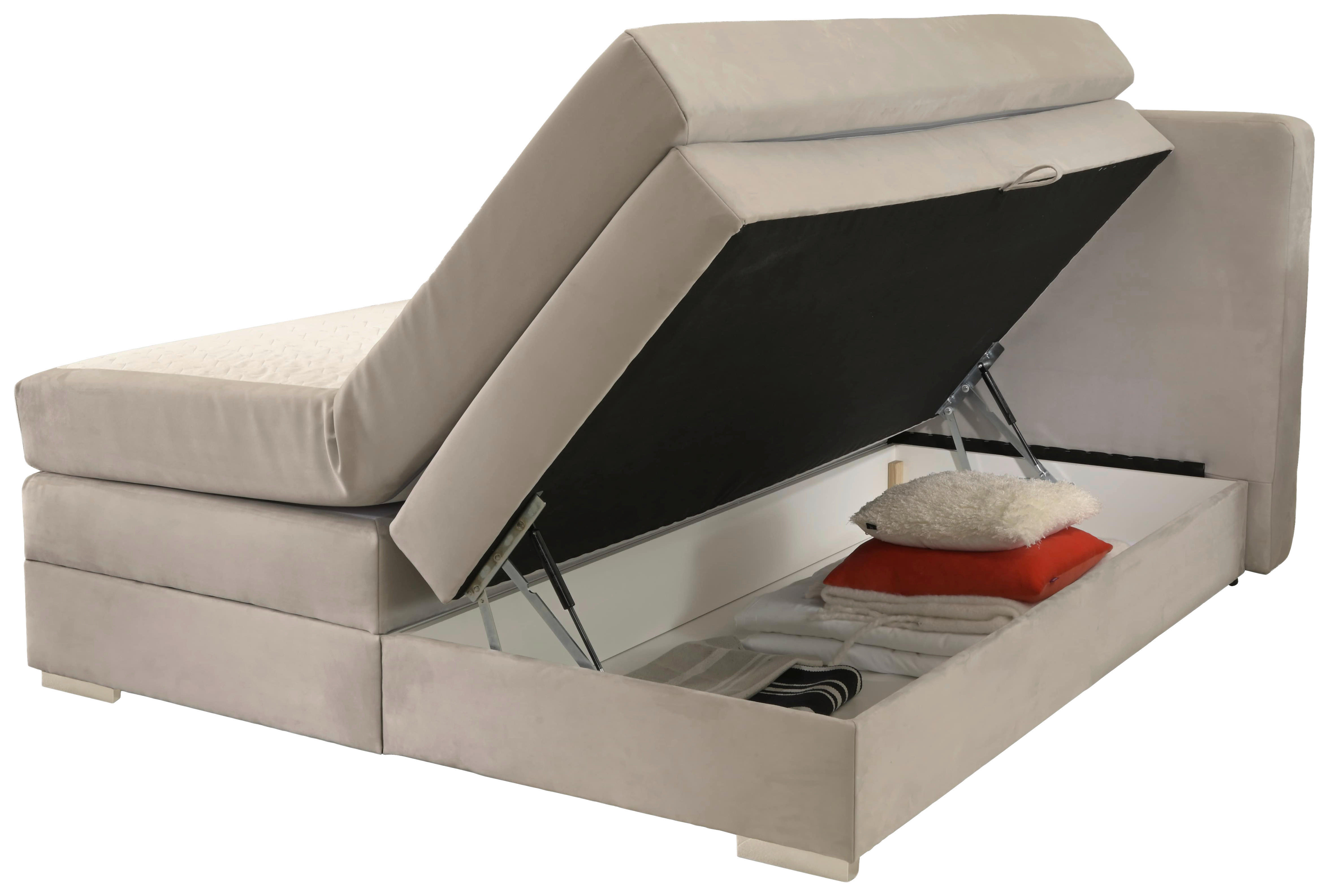 Thumbnail - Boxspringbett Happy grau hell Liegefläche B/L: ca. 180x200 cm