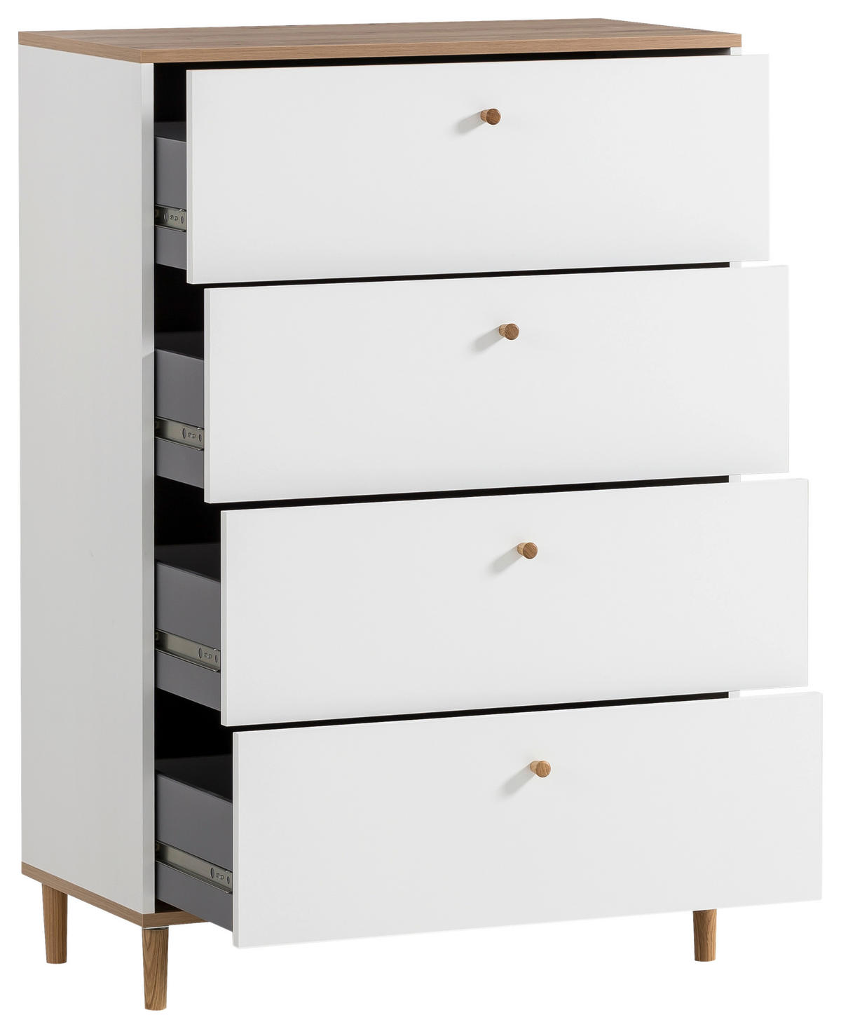 Kommode Hilda weiß matt Eiche Artisan Nachbildung B/H/T: ca. 80,1x116,7x40 cm Hilda - Eiche/weiß (80,10/116,70/40,00cm) - Möbelpartner