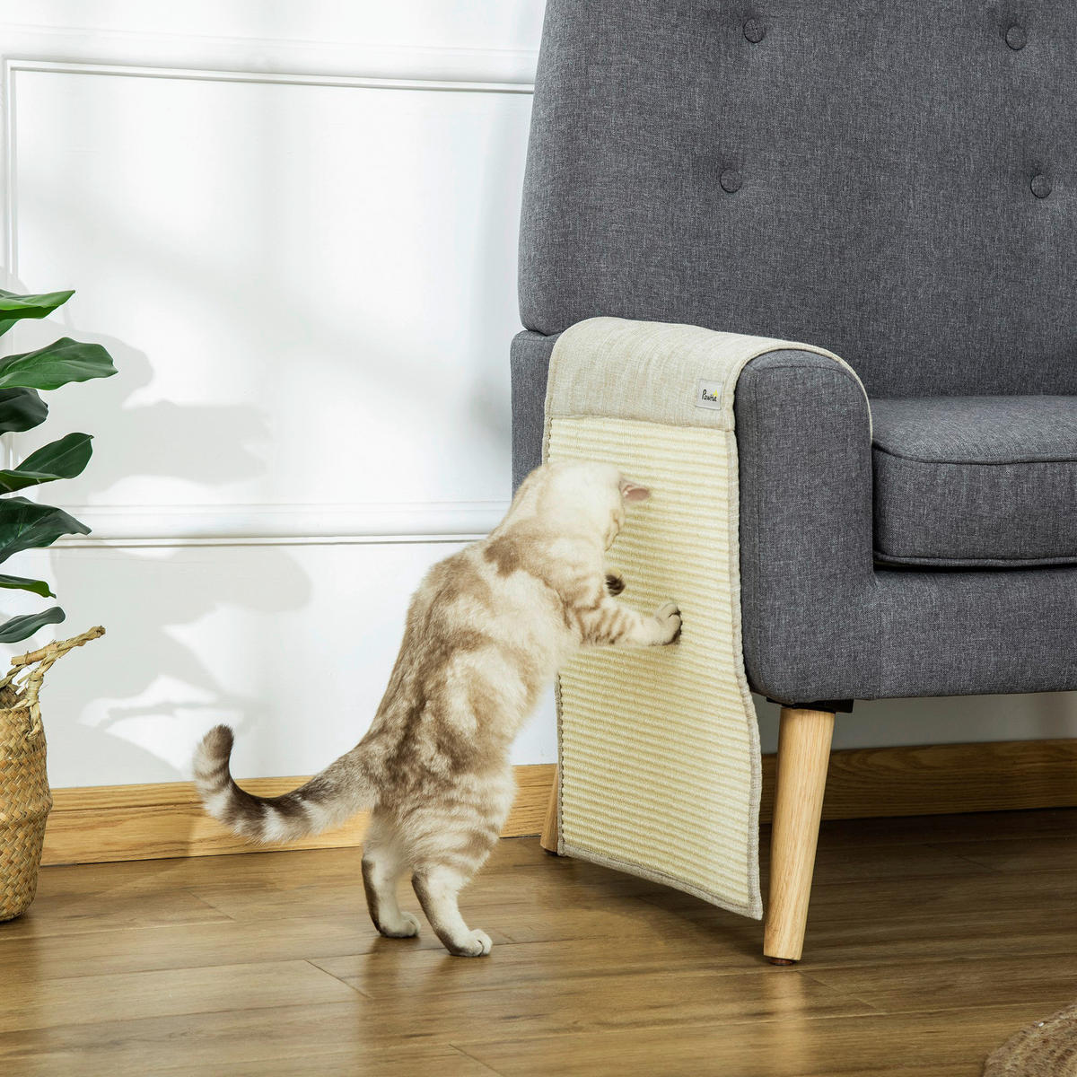 PawHut Tier-Zubehör grau Polypropylen B/H/L: ca. 45x130x0,3 cm Kratzebrett - beige/grau (0,30/45,00/130,00cm) - PawHut