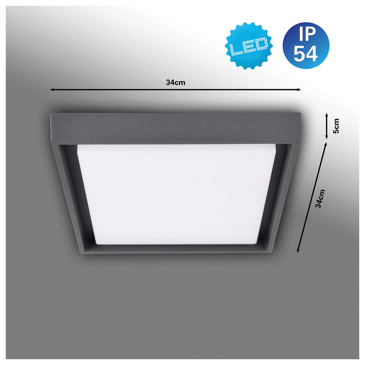 Näve Leuchten LED-Deckenleuchte anthrazit Kunststoff Metall B/H/T: ca. 34x5x34 cm MIO - anthrazit (34,00/5,00/34,00cm) - Näve Leuchten