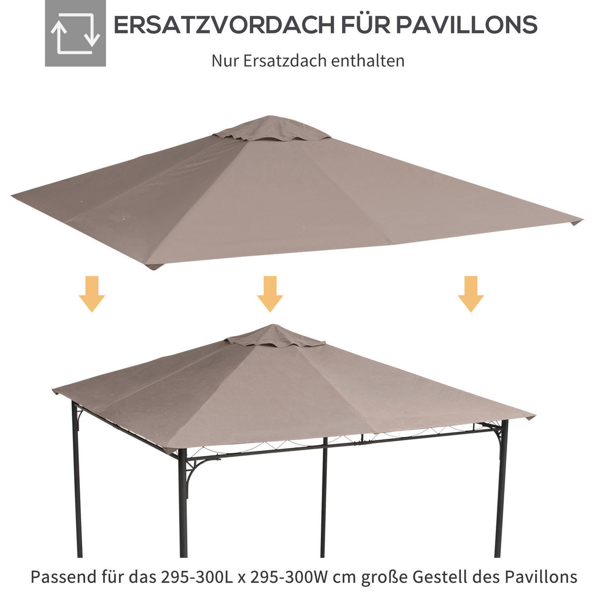 Outsunny Ersatzdach für Pavillon Ersatzdach_für_Pavillon - beige (295,00/298,00cm) - Outsunny