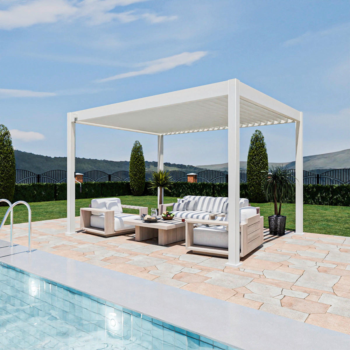 PergoLine Pergola Superior weiß Aluminium B/H/L: ca. 400x255x300 cm Superior - weiß (300,00/400,00/255,00cm) - PergoLine