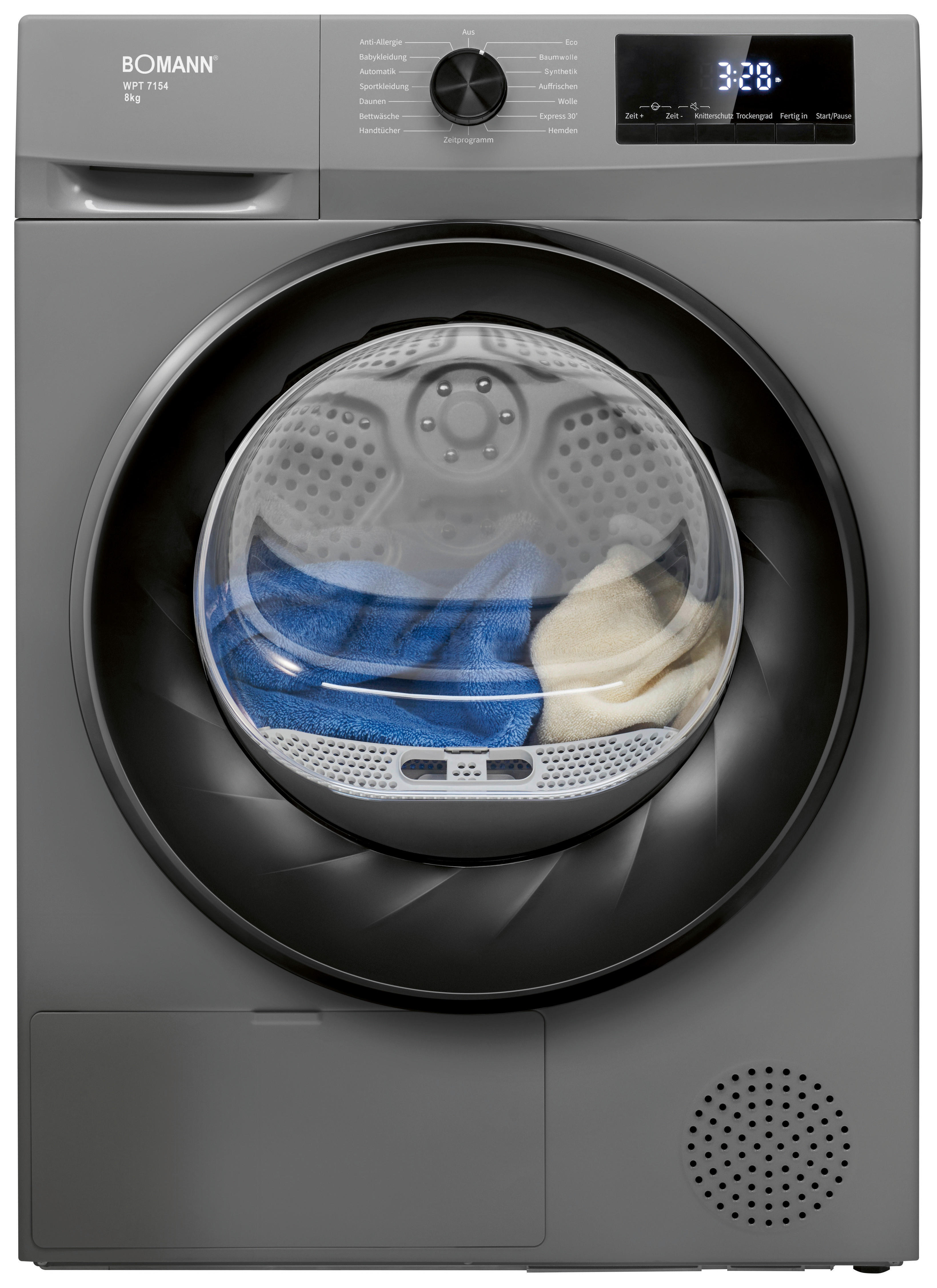 Bomann Wärmepumpentrockner WPT 7154 titanfarbig B/H/T: ca. 59,5x84,5x58 cm ca. 8 kg Wärmepumpentrockner WPT 7154 (T) - titanfarbig (59,50/84,50/58,00cm) - Bomann