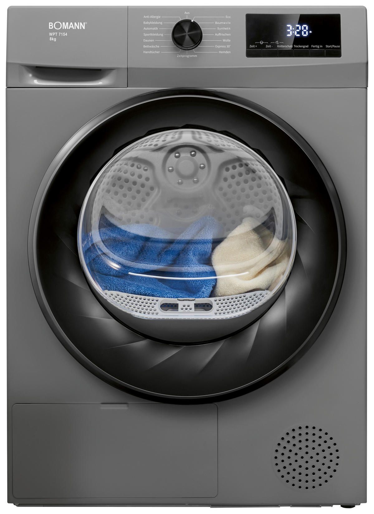 Bomann Wärmepumpentrockner WPT 7154 titanfarbig B/H/T: ca. 59,5x84,5x58 cm ca. 8 kg Wärmepumpentrockner WPT 7154 (T) - titanfarbig (59,50/84,50/58,00cm) - Bomann