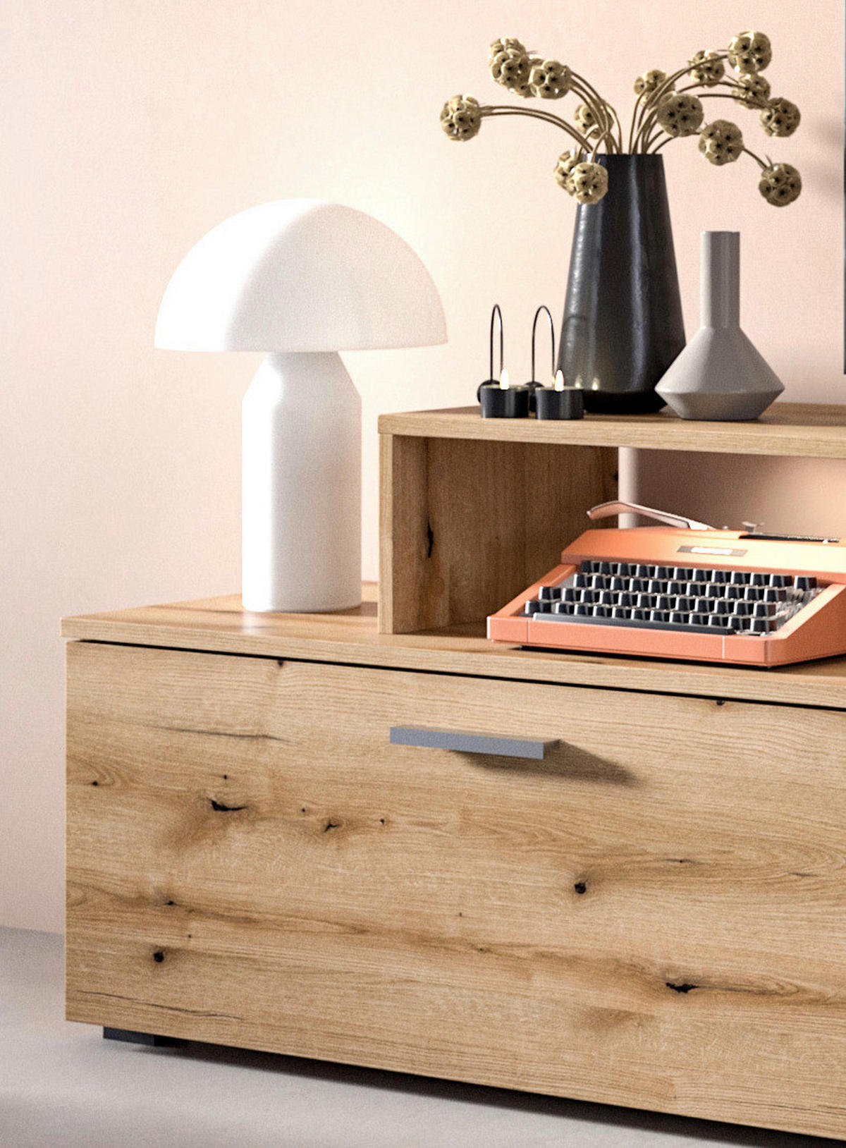 Wohnwand Race Eiche Evoke Oak Nachbildung B/H/T: ca. 247x180x35 cm Race - Eiche (247,00/180,00/35,00cm) - xonox.home
