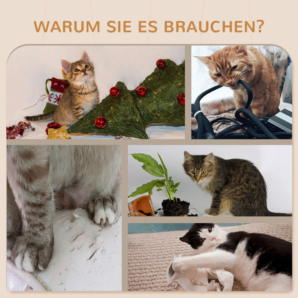 PawHut Katzen Kletterwand Set beige Plüsch B/H/L: ca. 56x73x110 cm Katzen Kletterwand Set - beige (110,00/56,00/73,00cm) - PawHut