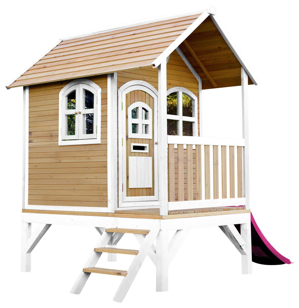 AXI Spielhaus Tom braun B/H/L: ca. 287x231x191 cm Tom - braun/lila (191,00/287,00/231,00cm) - AXI