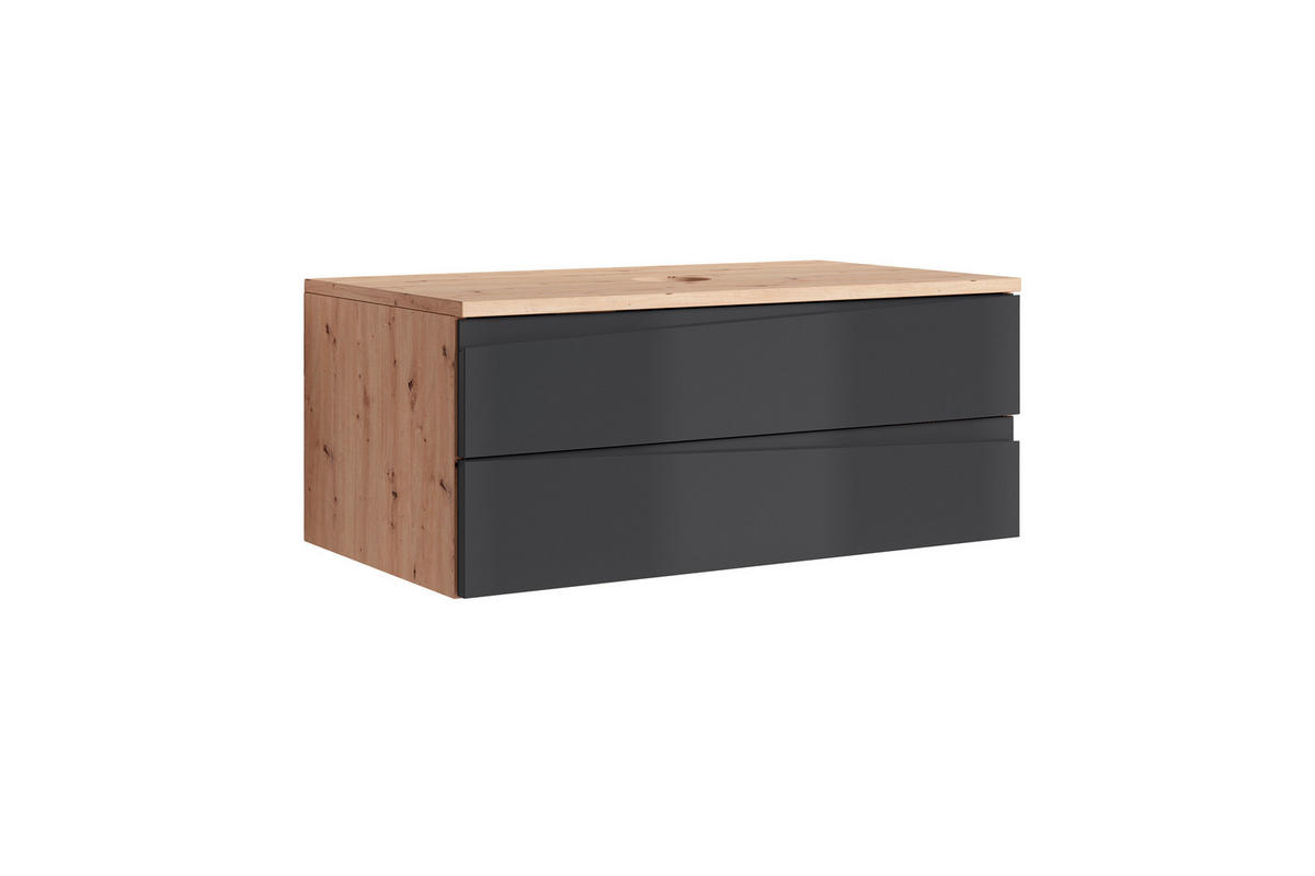 Waschbeckenunterschrank SHAPE Eiche Artisan Nachbildung anthrazit B/H/T: ca. 80x33x47 cm SHAPE - Eiche/anthrazit (80,00/33,00/47,00cm) - byLIVING