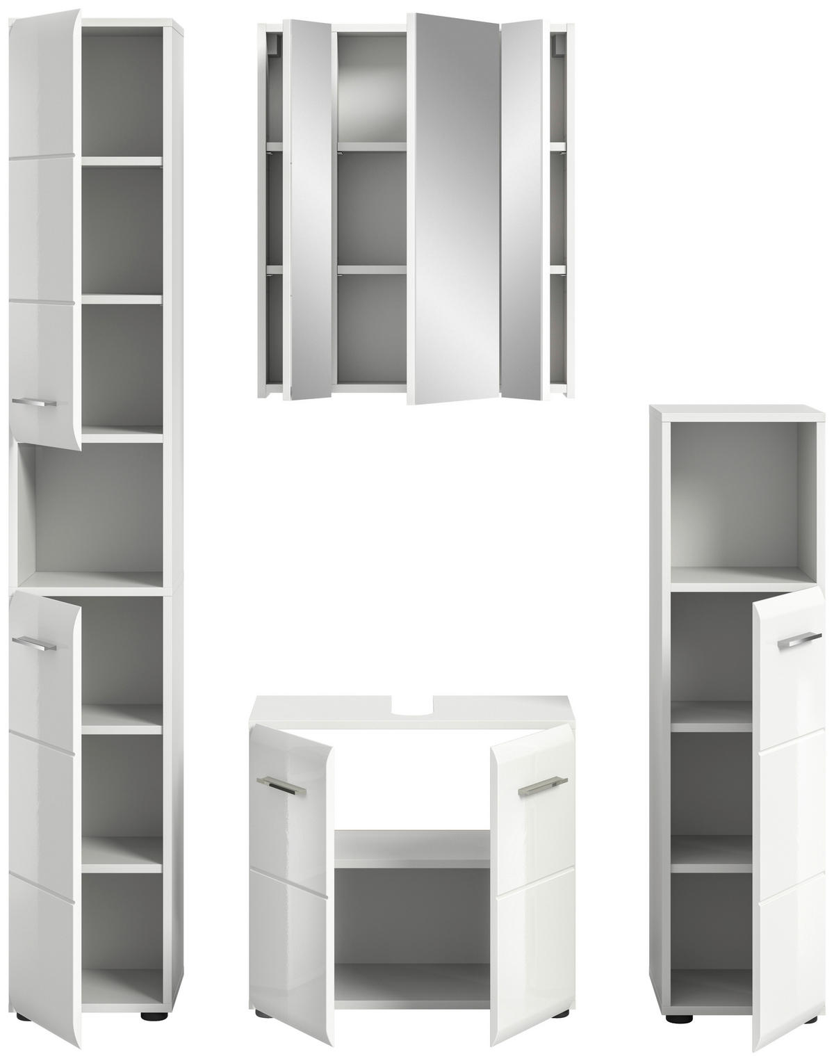Badezimmer-Set Ice weiß weiß Hochglanz B/H/T: ca. 150x185x30 cm Ice - weiß (150,00/185,00/30,00cm) - xonox.home