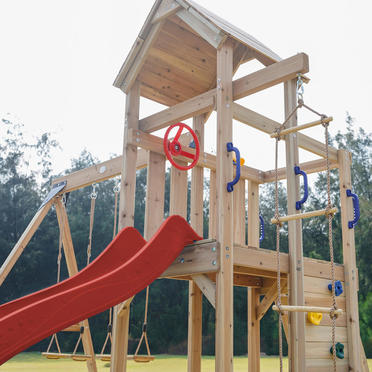 AXI Spielturm Moos braun B/H/L: ca. 342x267x375 cm Moos - braun/rot (375,00/342,00/267,00cm) - AXI