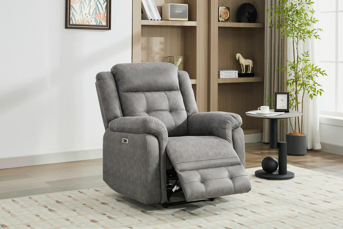 Sessel Philip grau Microfaser B/H/T: ca. 94x103x95 cm Philip - schwarz/grau (94,00/103,00/95,00cm)
