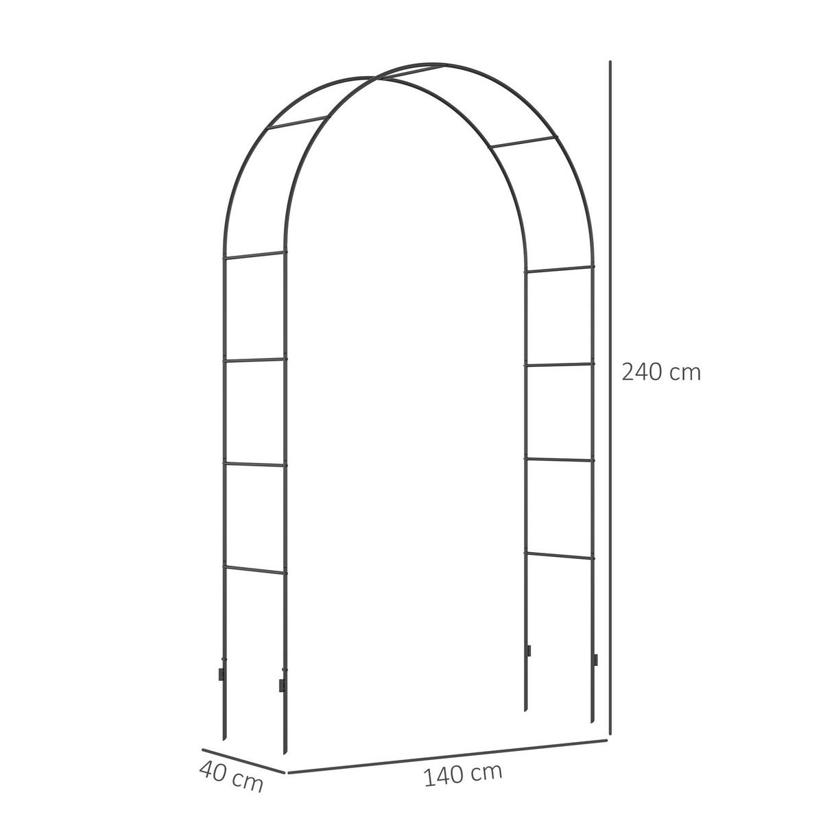 Outsunny Rosenbogen mit Metallrahmen schwarz B/H/L: ca. 40x240x140 cm Rosenbogen_mit_Metallrahmen - schwarz (140,00/40,00/240,00cm) - Outsunny