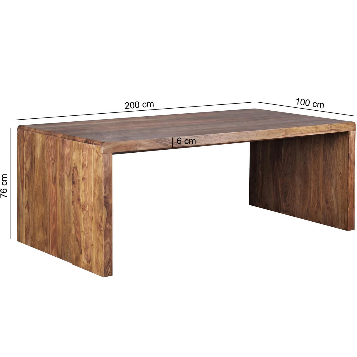 Schreibtisch natur B/H/T: ca. 200x76x100 cm Schreibtisch - natur (200,00/76,00/100,00cm) - Wohnling